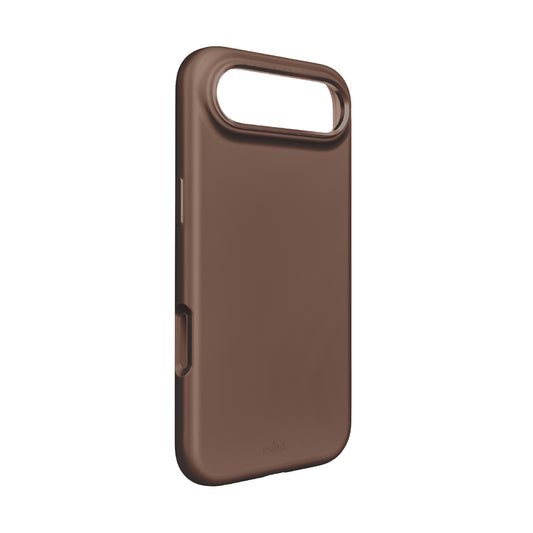 PURO Silicone case for iPhone 17 Air with camera protection with aluminum MagSafe buttons - brown