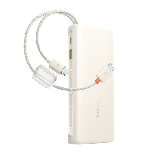 BASEUS Powerbank 20000mAh 100W with display with two USB-C cables - beige