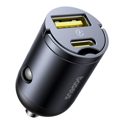 BASEUS USB-A USB-C 30W car charger - black