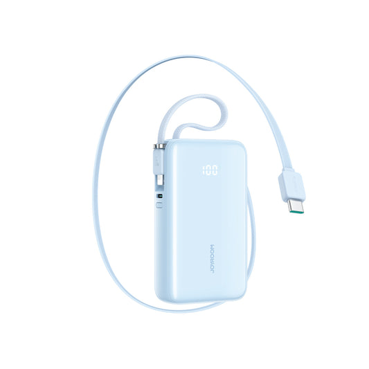 JOYROOM Powerbank 10000mAh 35W with retractable USB-C cable and Lightning cable - blue