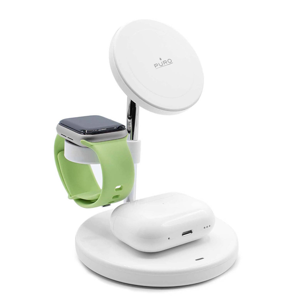 PURO 3in1 inductive charger with stand for iPhone AirPods USB-A - white – image 5