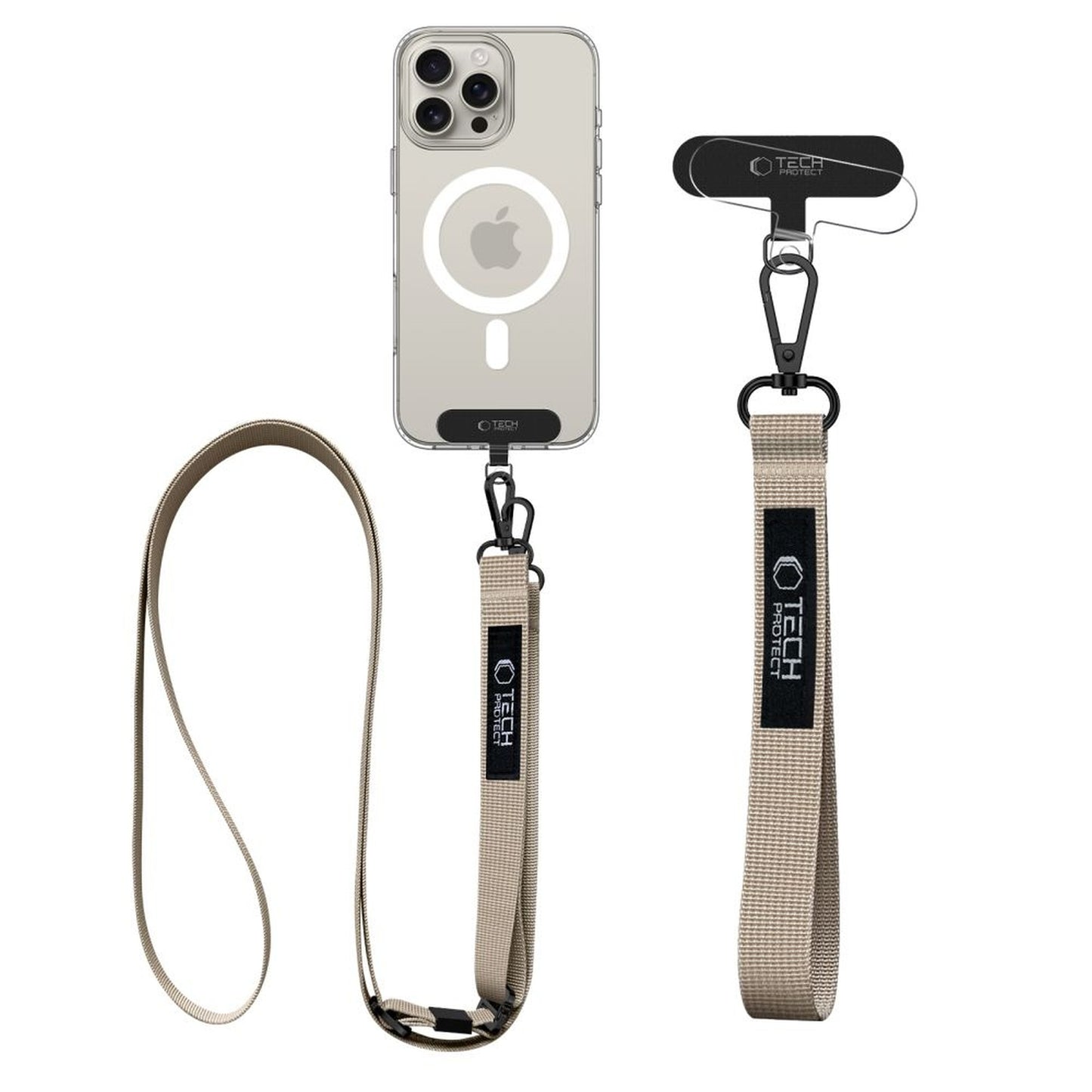 Tech-Protect Smartphone lanyard around neck and wrist - beige – image 2