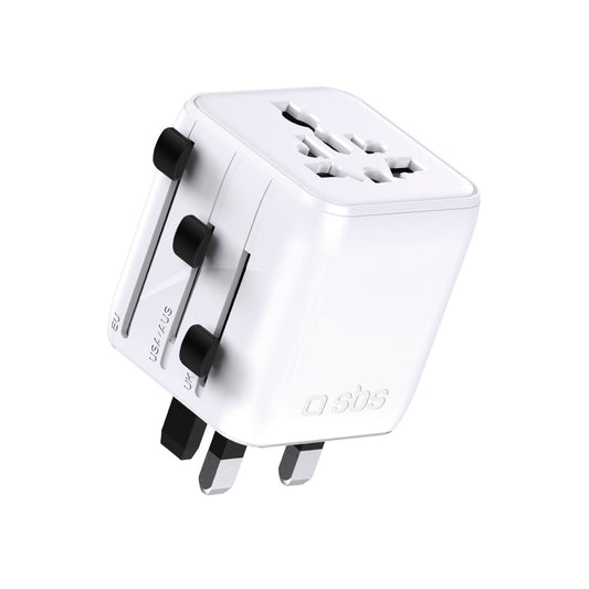 SBS Travel adapter for EU UK US AUS sockets - white