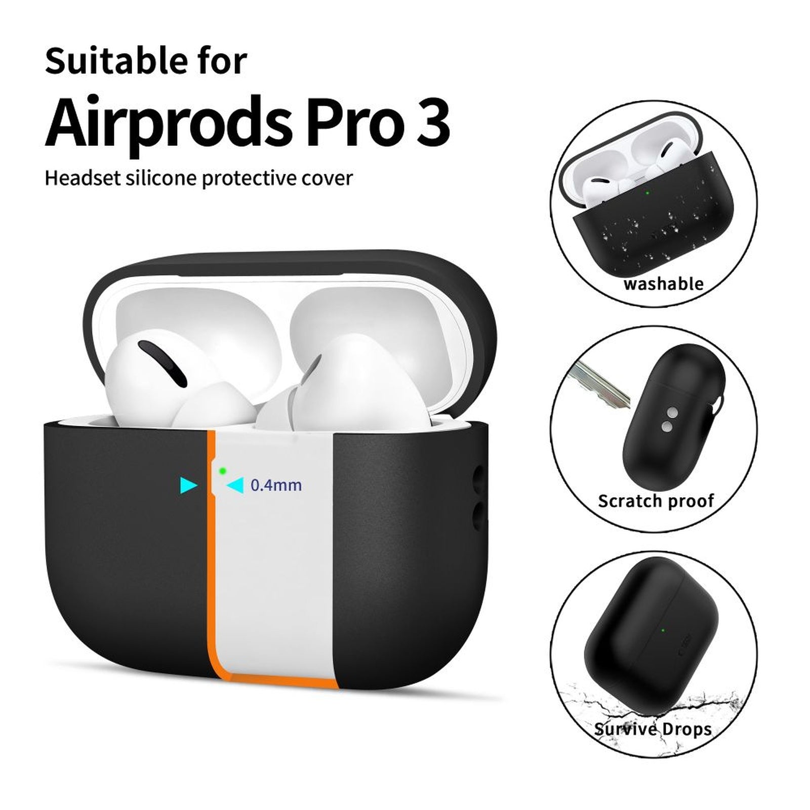 Tech-Protect Protective silicone case for AirPods Pro 3 headphones - black – image 4
