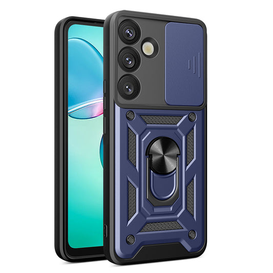 HURTEL Armored case with camera cover and stand for Samsung Galaxy S25+ Hybrid Armor Camshield - blue