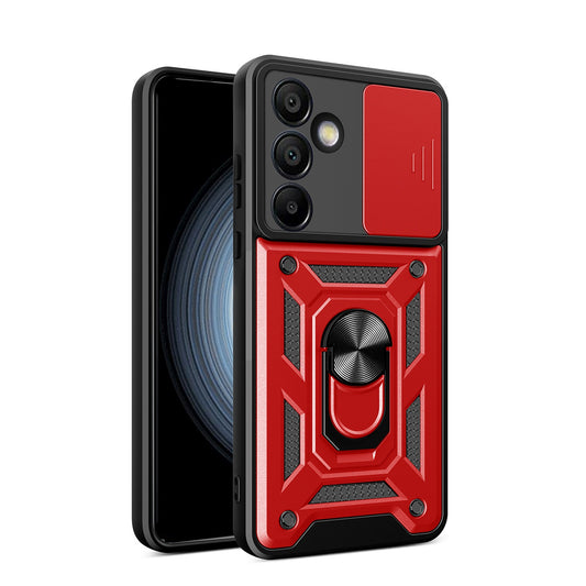 HURTEL Armored case with camera cover and stand for Samsung Galaxy S25+ Hybrid Armor Camshield - red