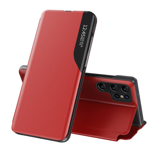 HURTEL Case with flip stand for Samsung Galaxy S25 Ultra Eco Leather View Case - red