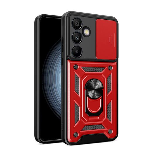 HURTEL Armored case with camera cover and stand for Samsung Galaxy S24 FE Hybrid Armor Camshield - red