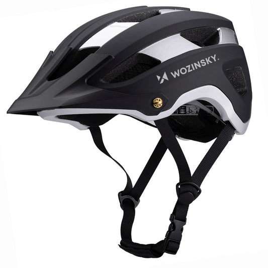 WOZINSKY MTB bicycle helmet with detachable visor, lightweight, 57-62 cm - black and silver