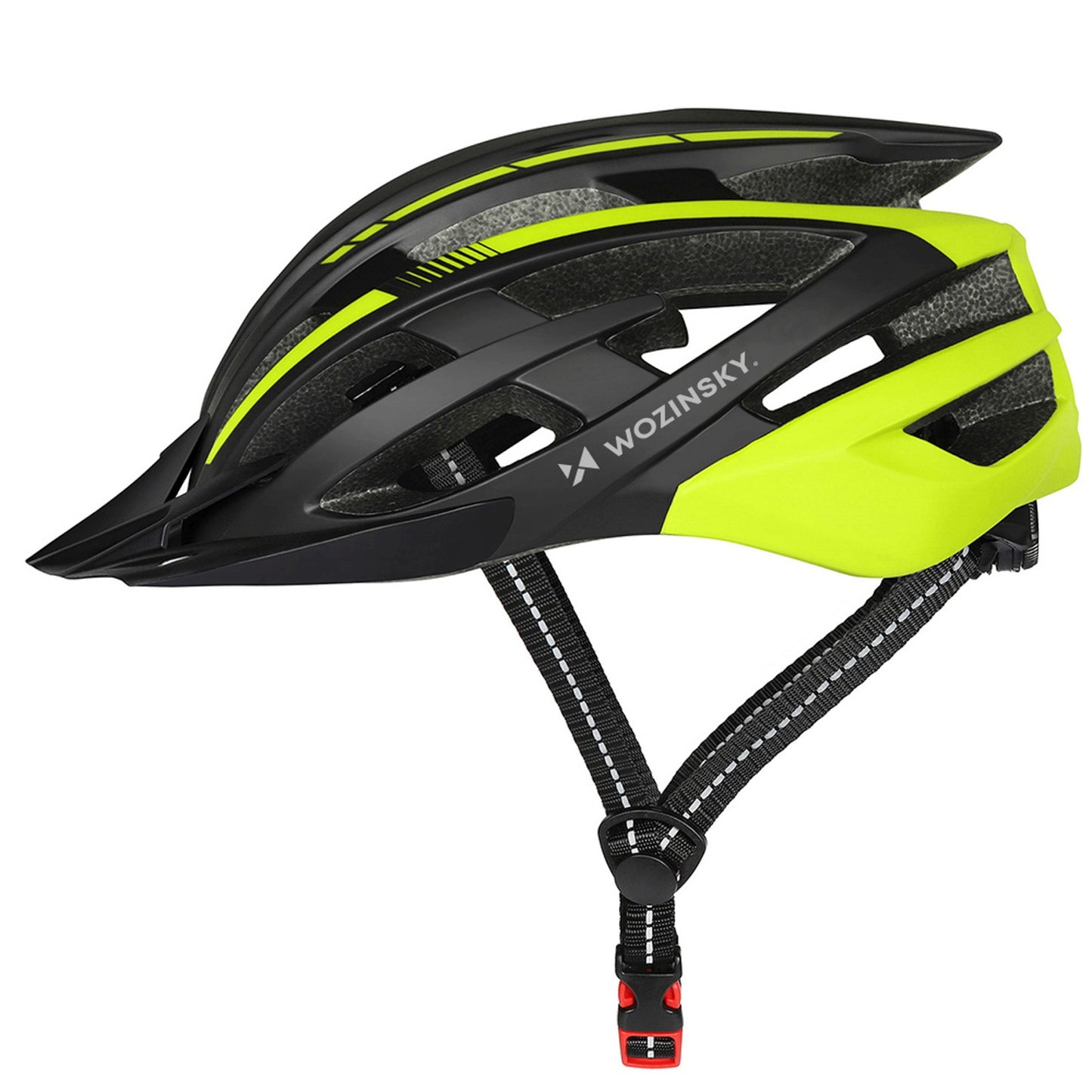 WOZINSKY MTB bicycle helmet with detachable visor and USB rear light 54-57 cm - black and yellow – image 3