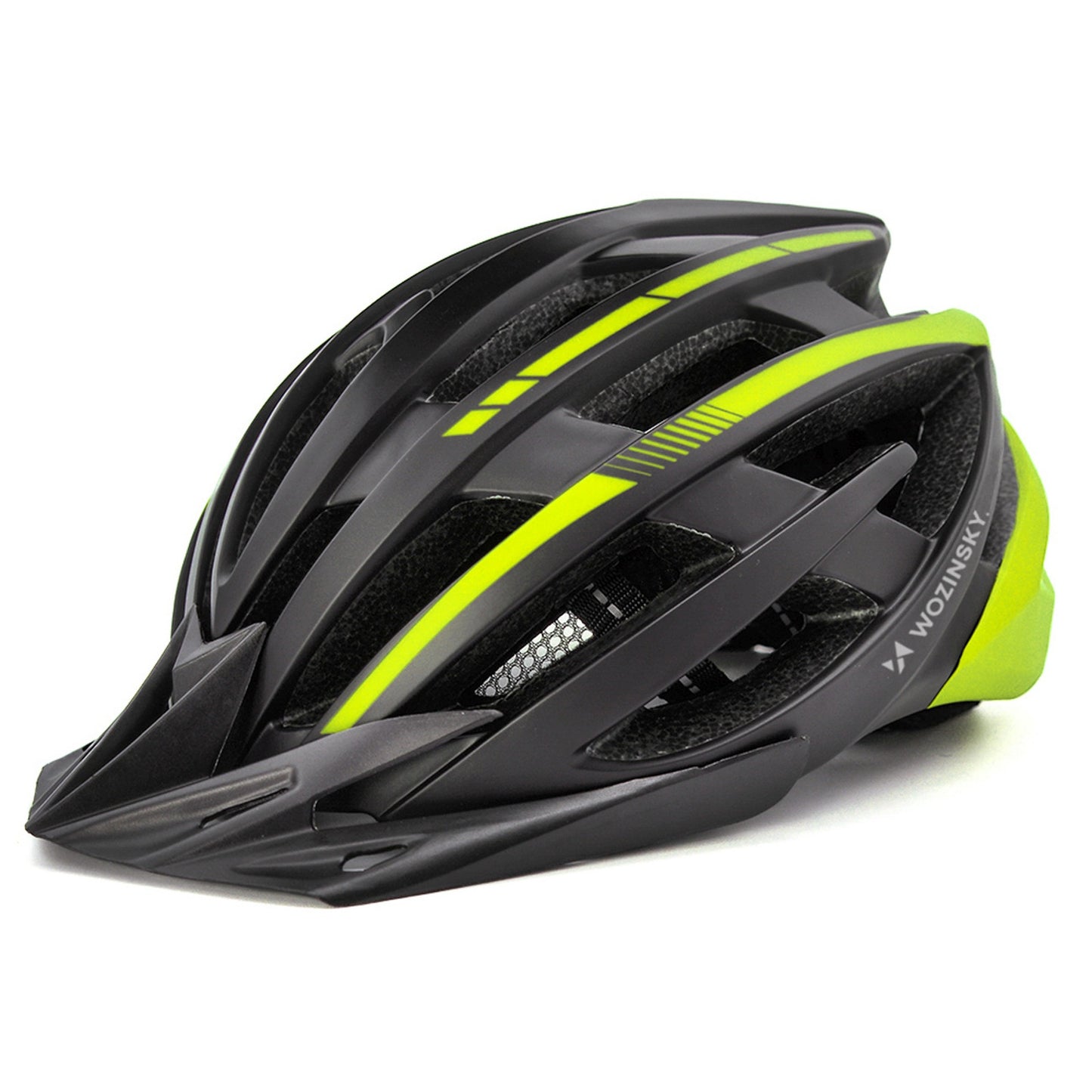 WOZINSKY MTB bicycle helmet with detachable visor and USB rear light 54-57 cm - black and yellow – image 6