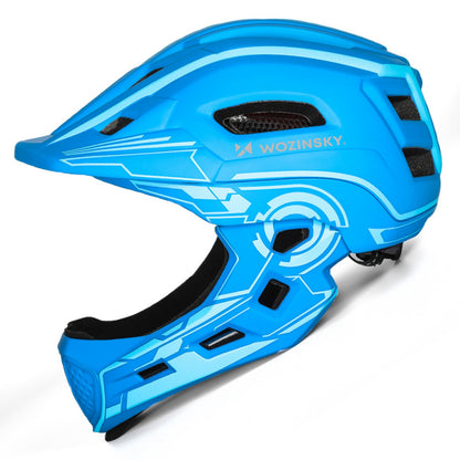 WOZINSKY Children's fullface bicycle helmet with USB rear light, 52-56 cm - blue – image 3