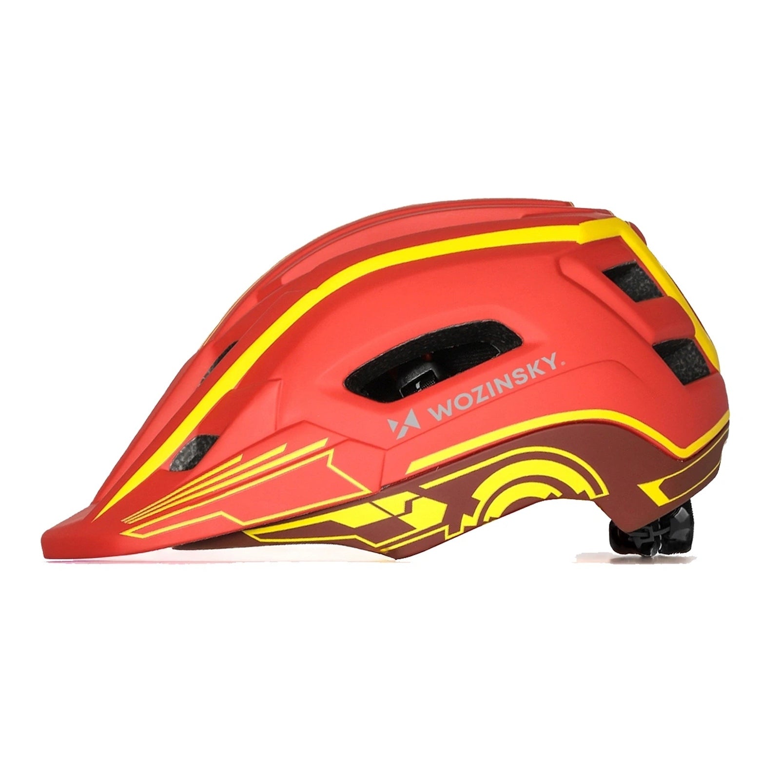 WOZINSKY Children's full-face bicycle helmet with USB rear light, 52-56 cm - red and yellow – image 5