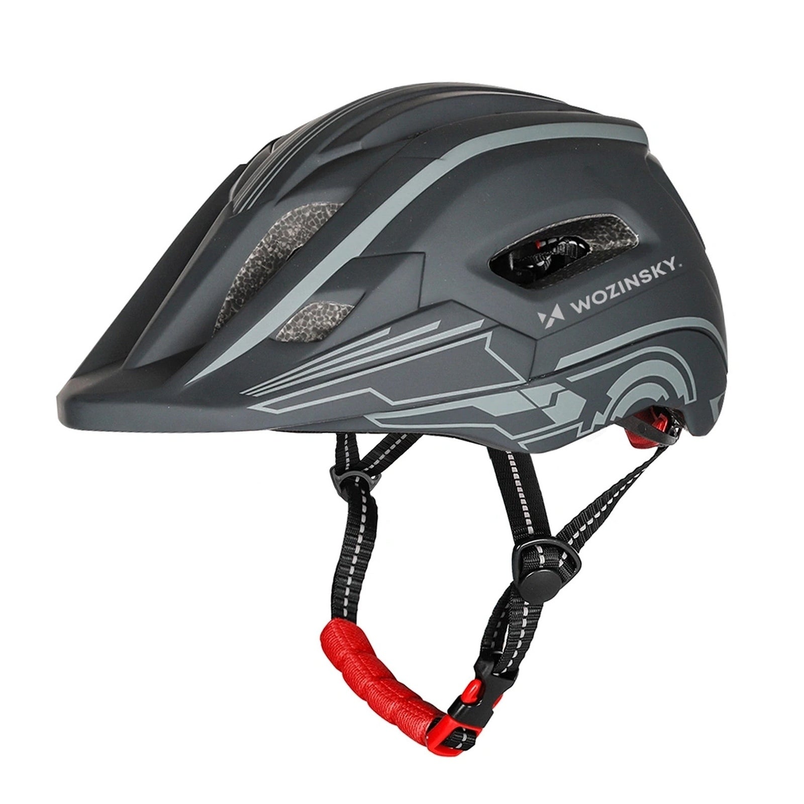 WOZINSKY Children's fullface bicycle helmet with USB rear light, 52-56 cm - gray – image 2