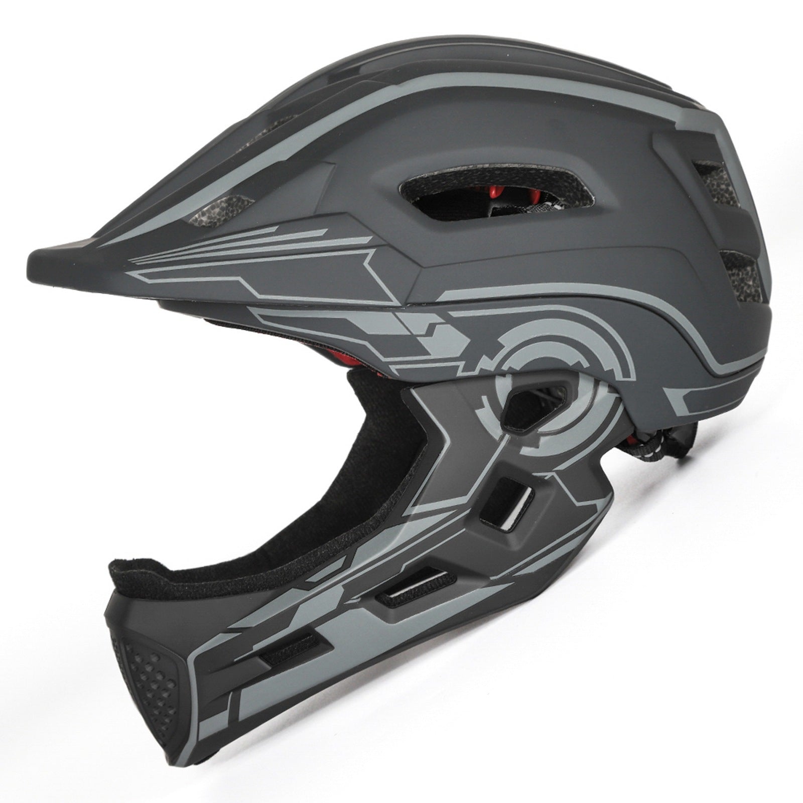 WOZINSKY Children's fullface bicycle helmet with USB rear light, 52-56 cm - gray – image 4