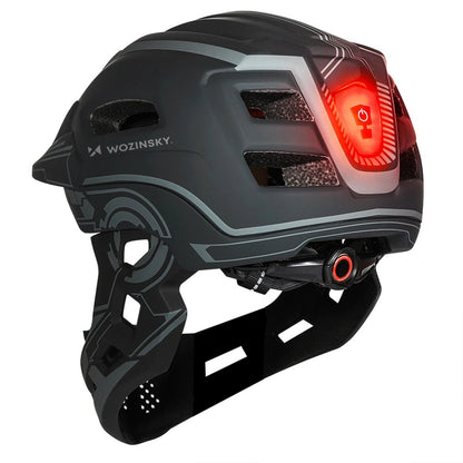 WOZINSKY Children's fullface bicycle helmet with USB rear light, 52-56 cm - gray – image 5