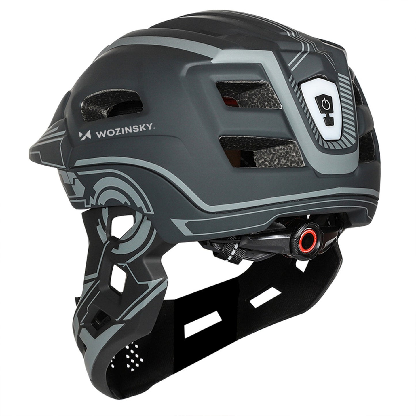 WOZINSKY Children's fullface bicycle helmet with USB rear light, 52-56 cm - gray – image 7