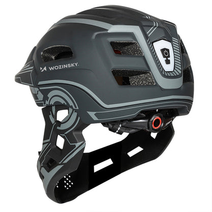 WOZINSKY Children's fullface bicycle helmet with USB rear light, 52-56 cm - gray – image 7