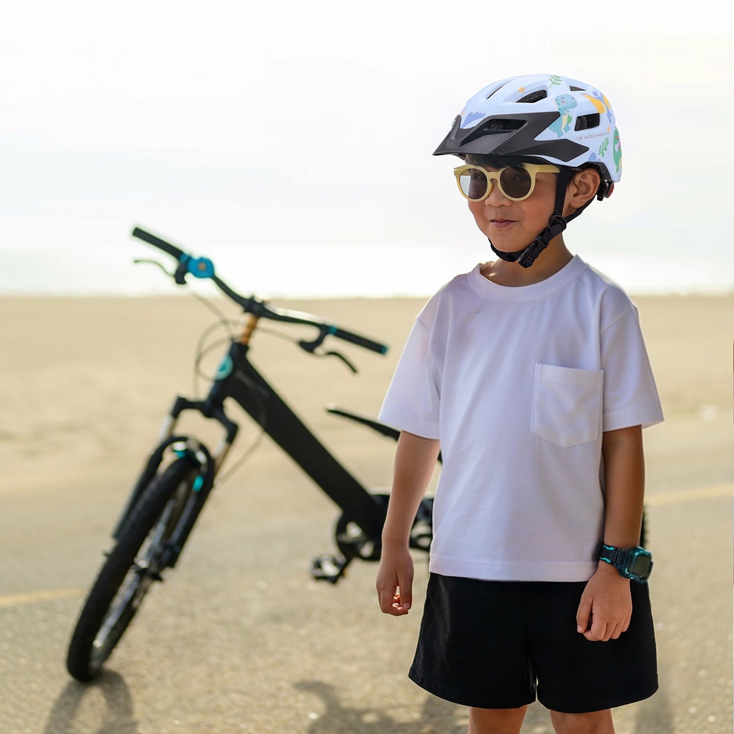 WOZINSKY Children's MTB bicycle helmet with detachable visor 48-52 cm - light blue – image 5