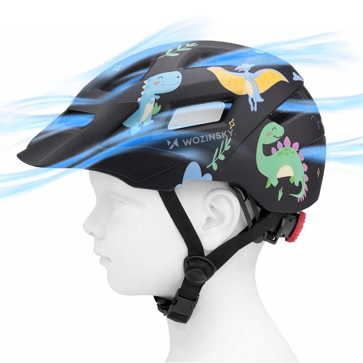 WOZINSKY Children's MTB bicycle helmet with detachable visor 48-52 cm - black – image 7