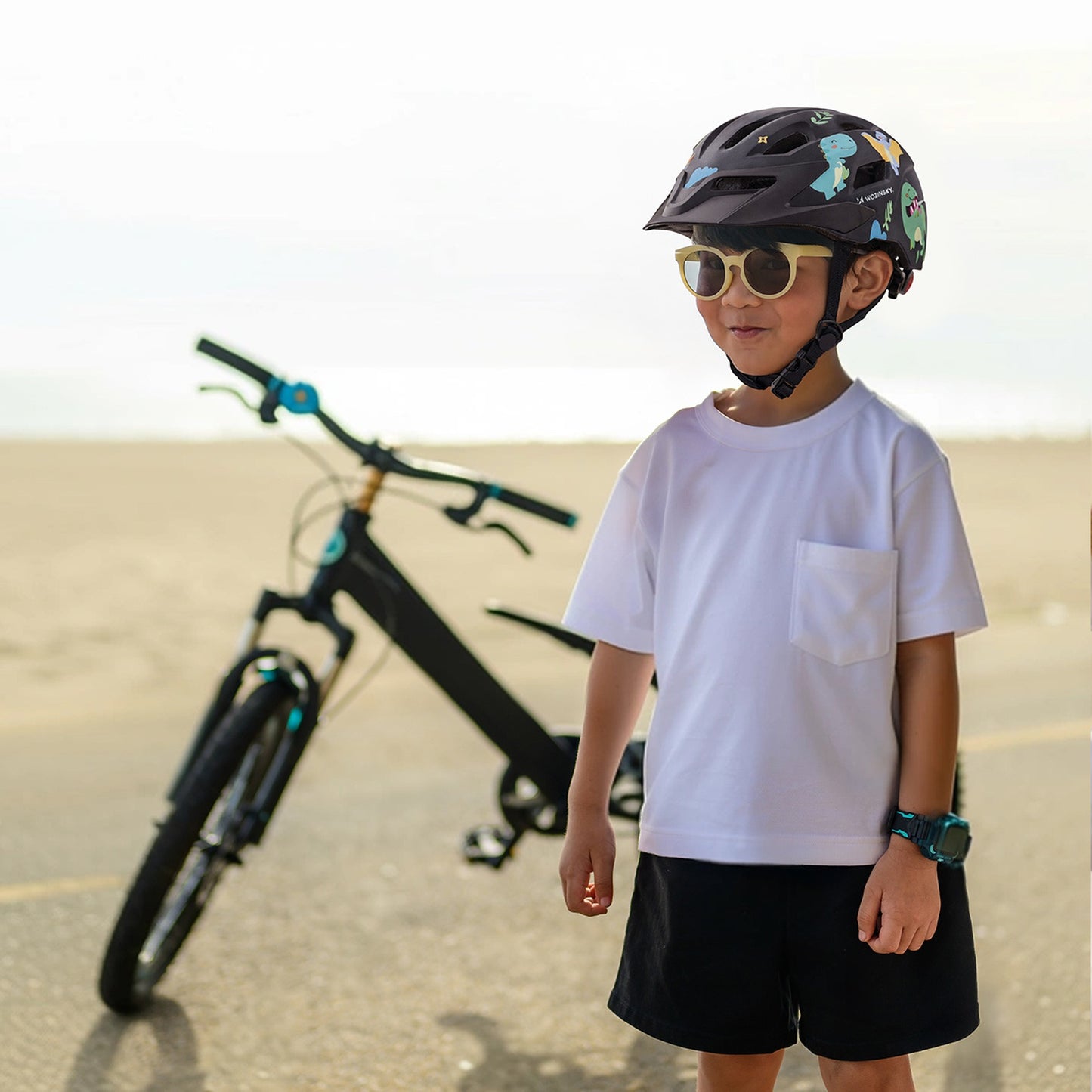 WOZINSKY Children's MTB bicycle helmet with detachable visor 48-52 cm - black – image 13
