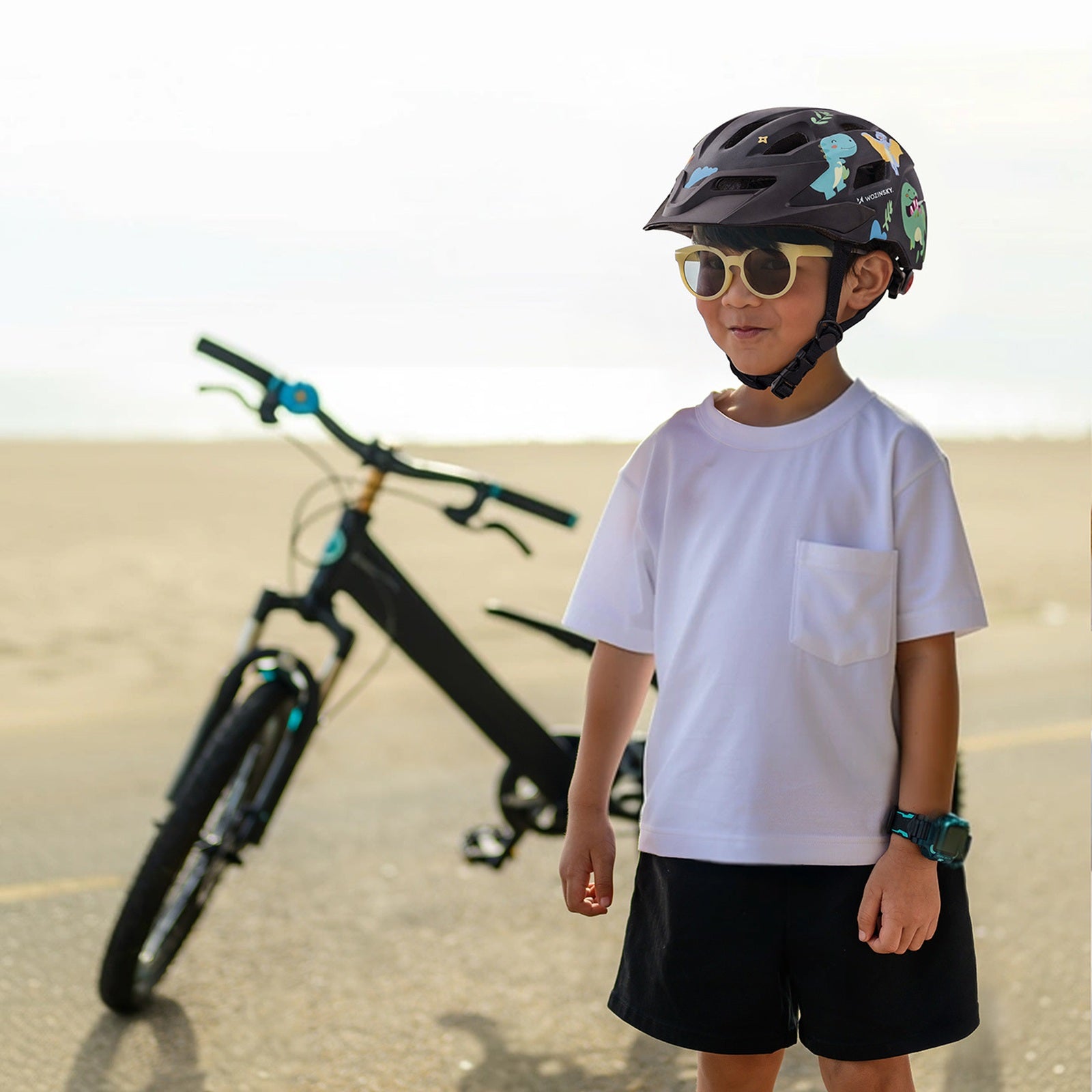 WOZINSKY Children's MTB bicycle helmet with detachable visor 48-52 cm - black – image 13