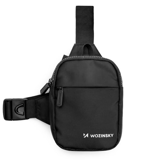 WOZINSKY Mini waterproof two-compartment shoulder bag for a unisex phone - black