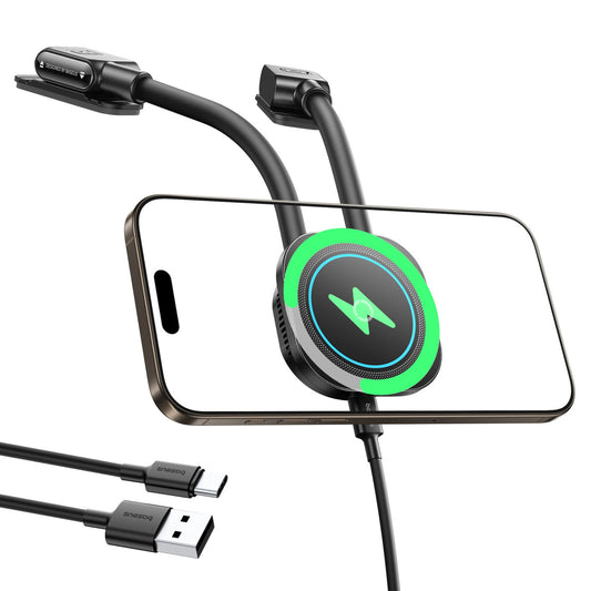 BASEUS Car holder with inductive charger for a smartphone, glued to the dashboard - black