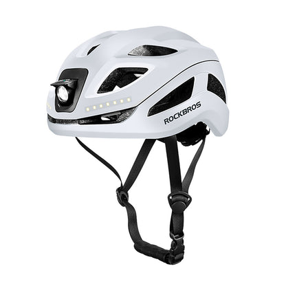 ROCKBROS Bicycle helmet with integrated omni-directional lighting USB-C 57-61 cm - white