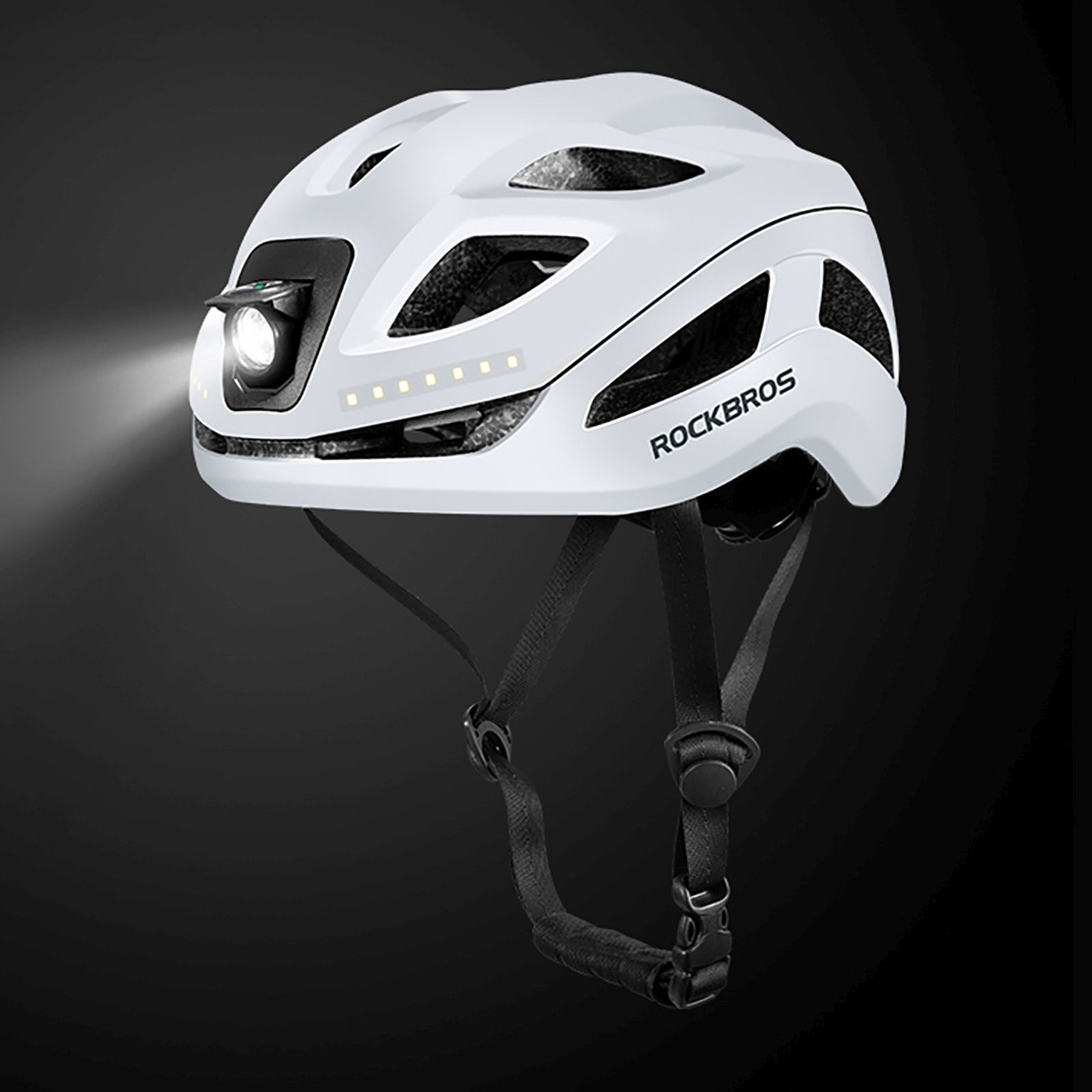 ROCKBROS Bicycle helmet with integrated omni-directional lighting USB-C 57-61 cm - white – image 2
