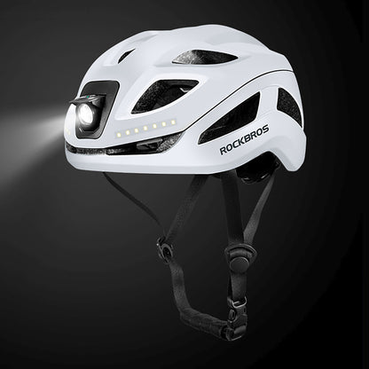 ROCKBROS Bicycle helmet with integrated omni-directional lighting USB-C 57-61 cm - white – image 2