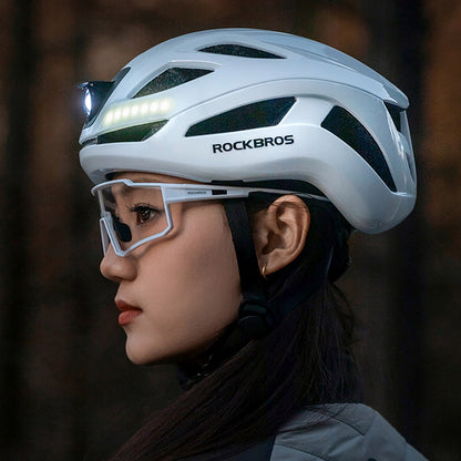 ROCKBROS Bicycle helmet with integrated omni-directional lighting USB-C 57-61 cm - white – image 3