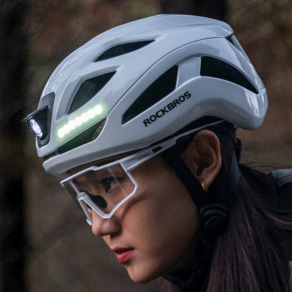 ROCKBROS Bicycle helmet with integrated omni-directional lighting USB-C 57-61 cm - white – image 4