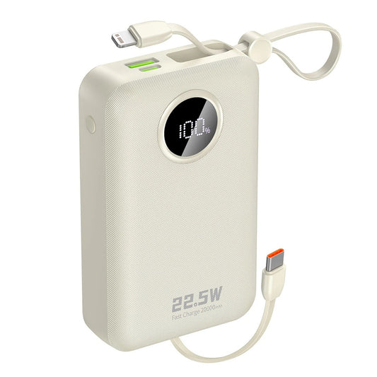 DUDAO Powerbank K14+ 20000mAh 22.5W USB-C USB-A with built-in iPhone Lightning USB-C cables - white