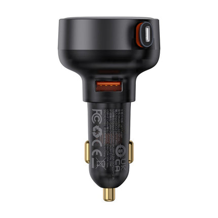 BASEUS Car charger with retractable cable for iPhone Lightning USB-C 60W, black – image 14