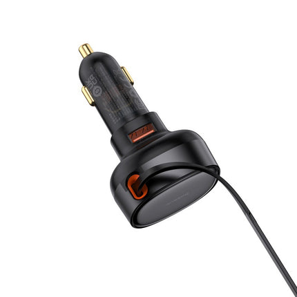 BASEUS Car charger with retractable cable for iPhone Lightning USB-C 60W, black – image 16