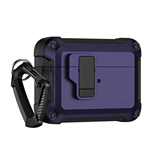 HURTEL Armored case for Airpods 4 headphones with a carabiner - purple