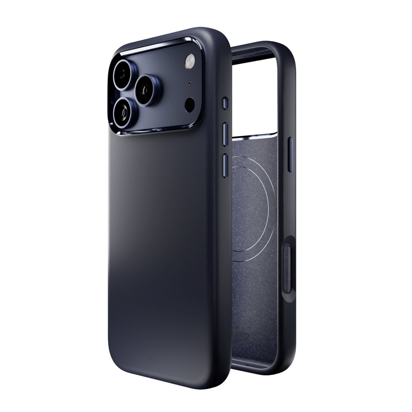 PURO Silicone Case with Camera Protection and Aluminum Buttons for iPhone 17 Pro MagSafe - Dark Blue – image 4