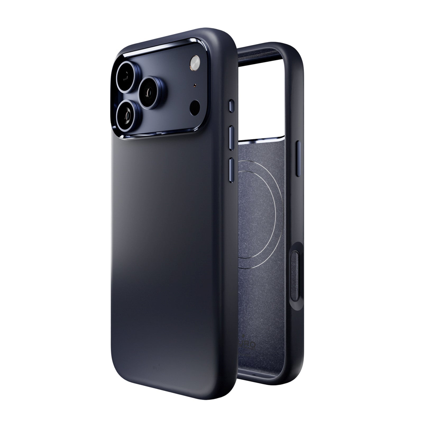 PURO Silicone Case with Camera Protection and Aluminum Buttons for iPhone 17 Pro MagSafe - Dark Blue – image 4
