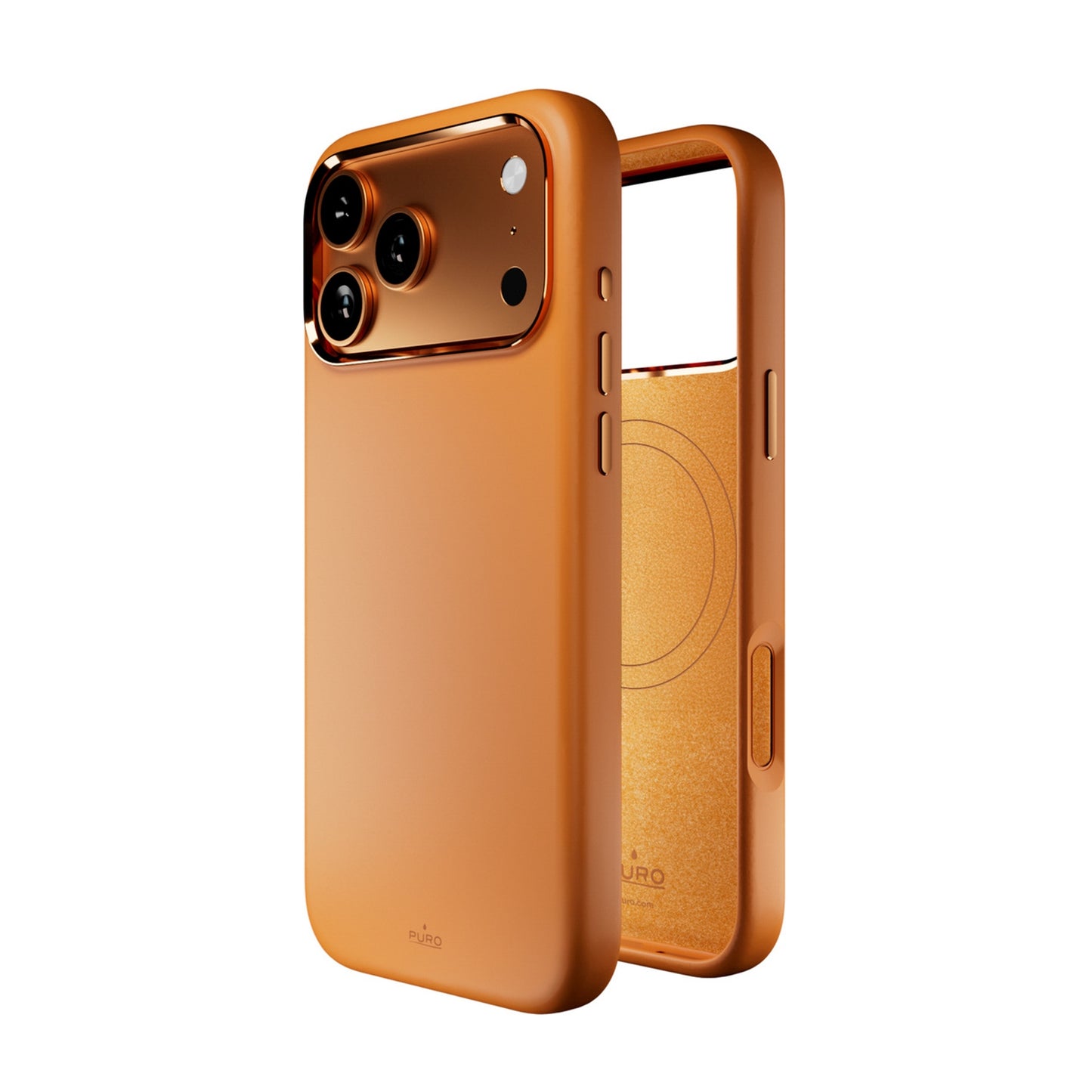 PURO Silicone Case with Camera Protection and Aluminum Buttons for iPhone 17 Pro MagSafe - Orange – image 5