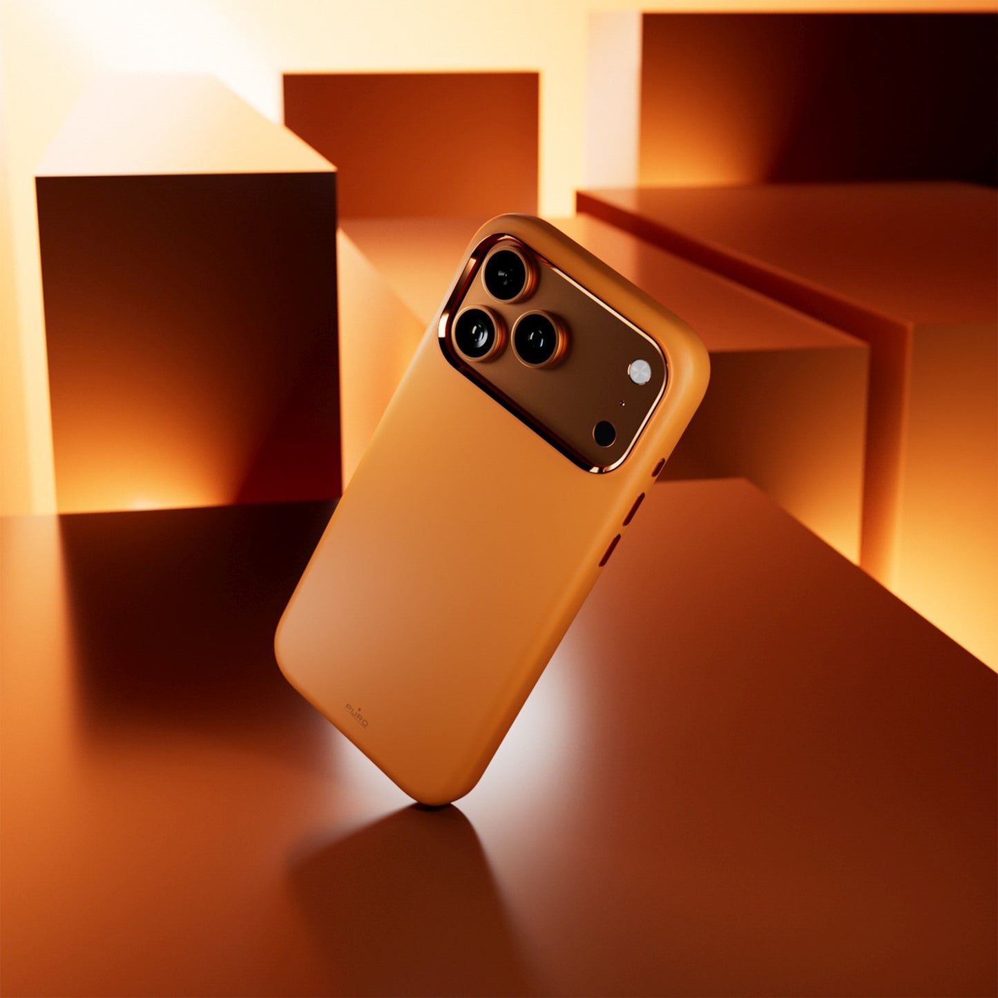 PURO Silicone Case with Camera Protection and Aluminum Buttons for iPhone 17 Pro MagSafe - Orange – image 8