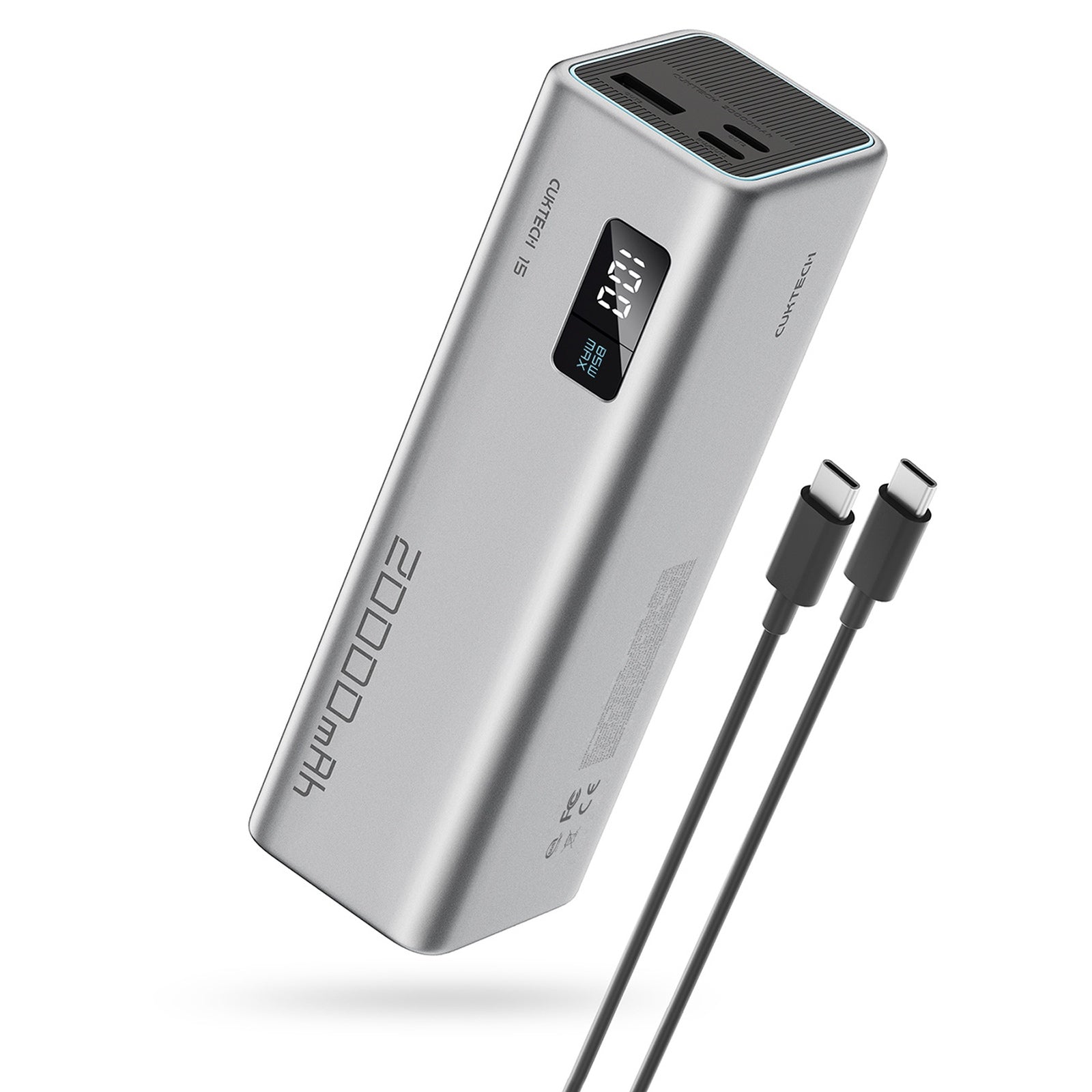 CUKTECH Powerbank 20000mAh USB-C USB-A 100W - gray