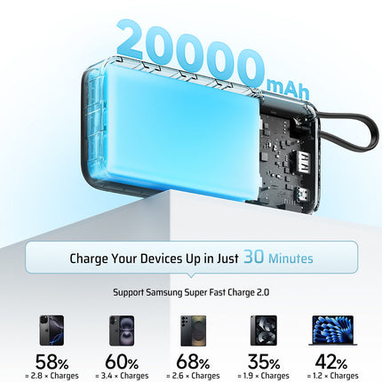 PURO Powerbank 10000mAh USB-A USB-C with built-in cable - white – image 7