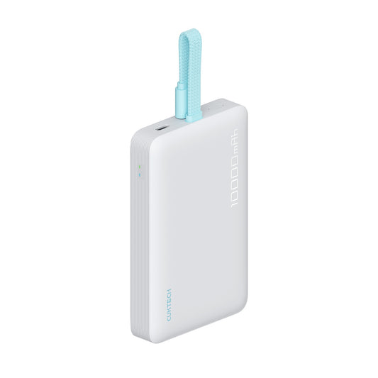 CUKTECH Magnetic powerbank 10000mAh USB-C with built-in USB-C cable - white
