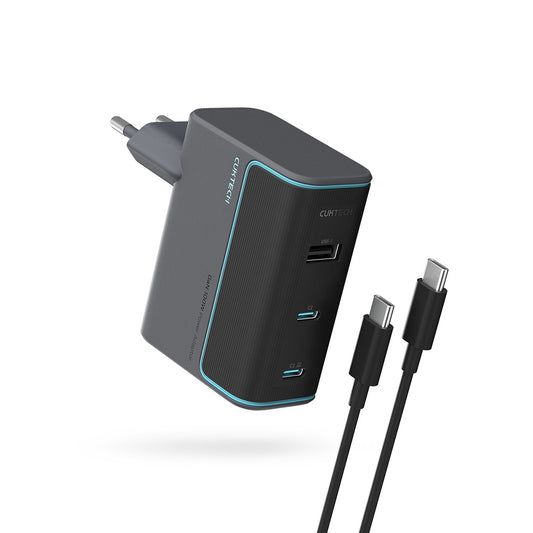CUKTECH USB-C USB-A wall charger with USB-C GaN 100W cable - gray