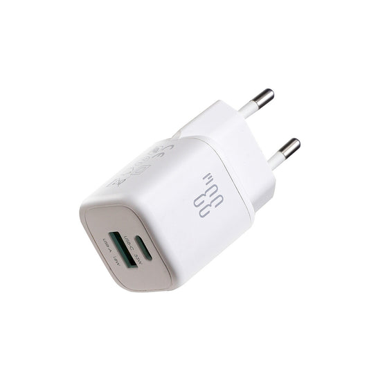 JOYROOM USB-A USB-C 33W wall charger - white