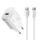 JOYROOM USB-A 18W wall charger with USB-A - USB-C cable 1m - white