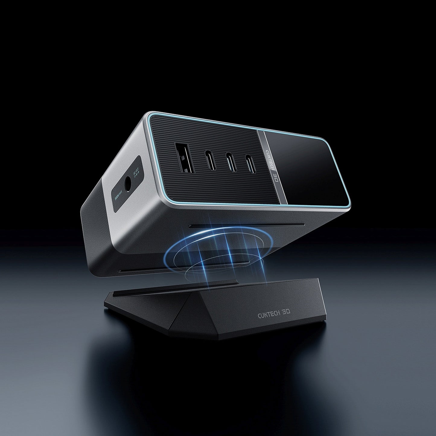 CUKTECH 5-in-1 charging station with digital display USB-A USB-C 300W - silver – image 9