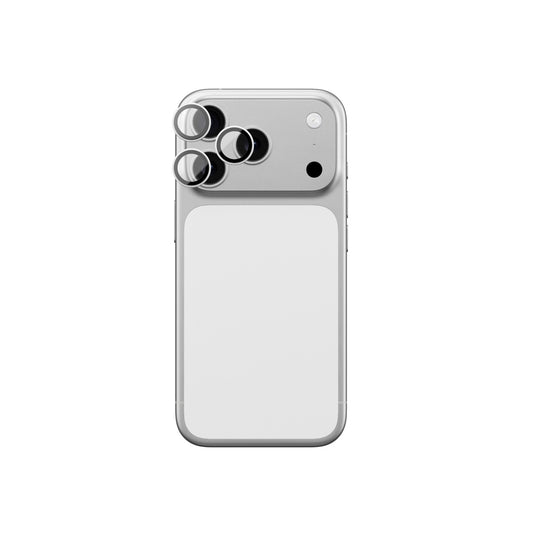AmazingThing Camera glass for iPhone 17 Pro / Pro Max with a silver aluminum Lens Glass frame