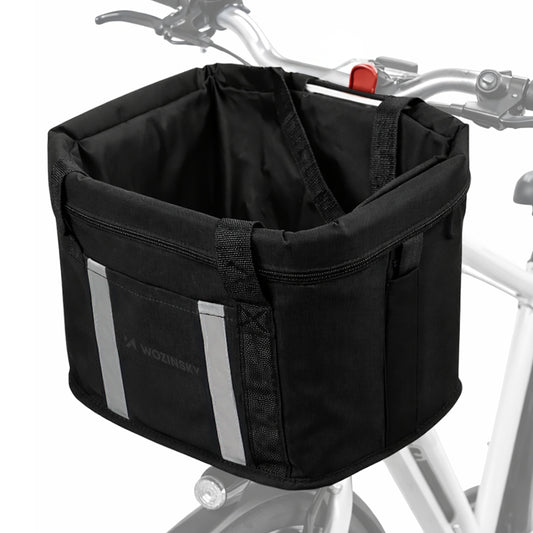 WOZINSKY Large fabric bicycle basket with handlebars - black